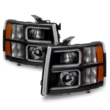 Chevy Silverado 2007-2013 Black OPTIC LED Projector Headlights Left and Right U.S. Part One